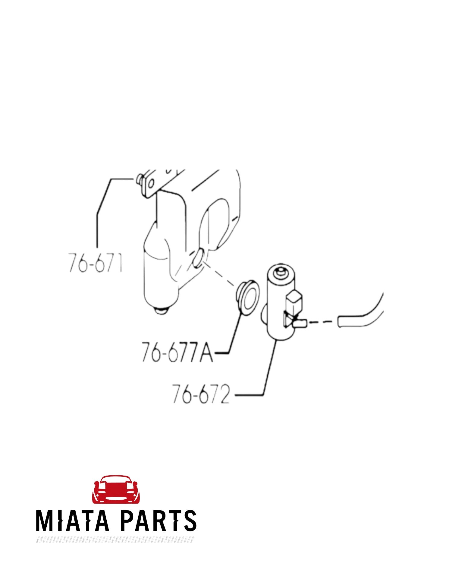Miata Parts NZ MX5 NC washer bottle seal diagram, showing part 76-677A.